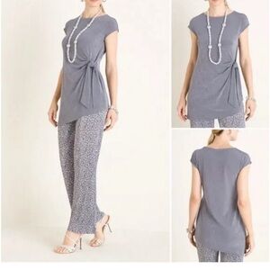 Chico's Gray Ribbed Top